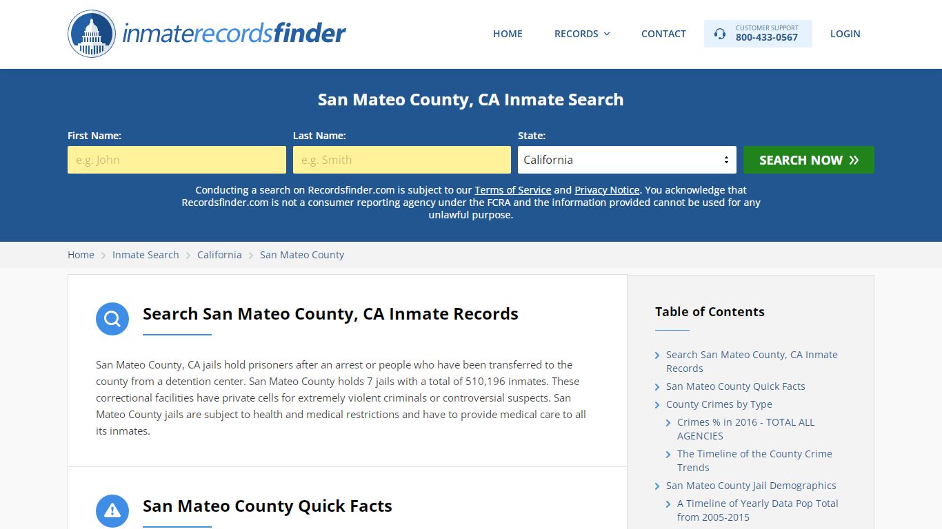 San Mateo County, CA Inmate Lookup & Jail Records Online